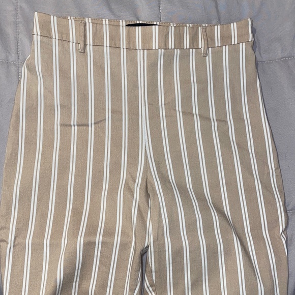 Tan and White Striped Legging Pants - Picture 2 of 3